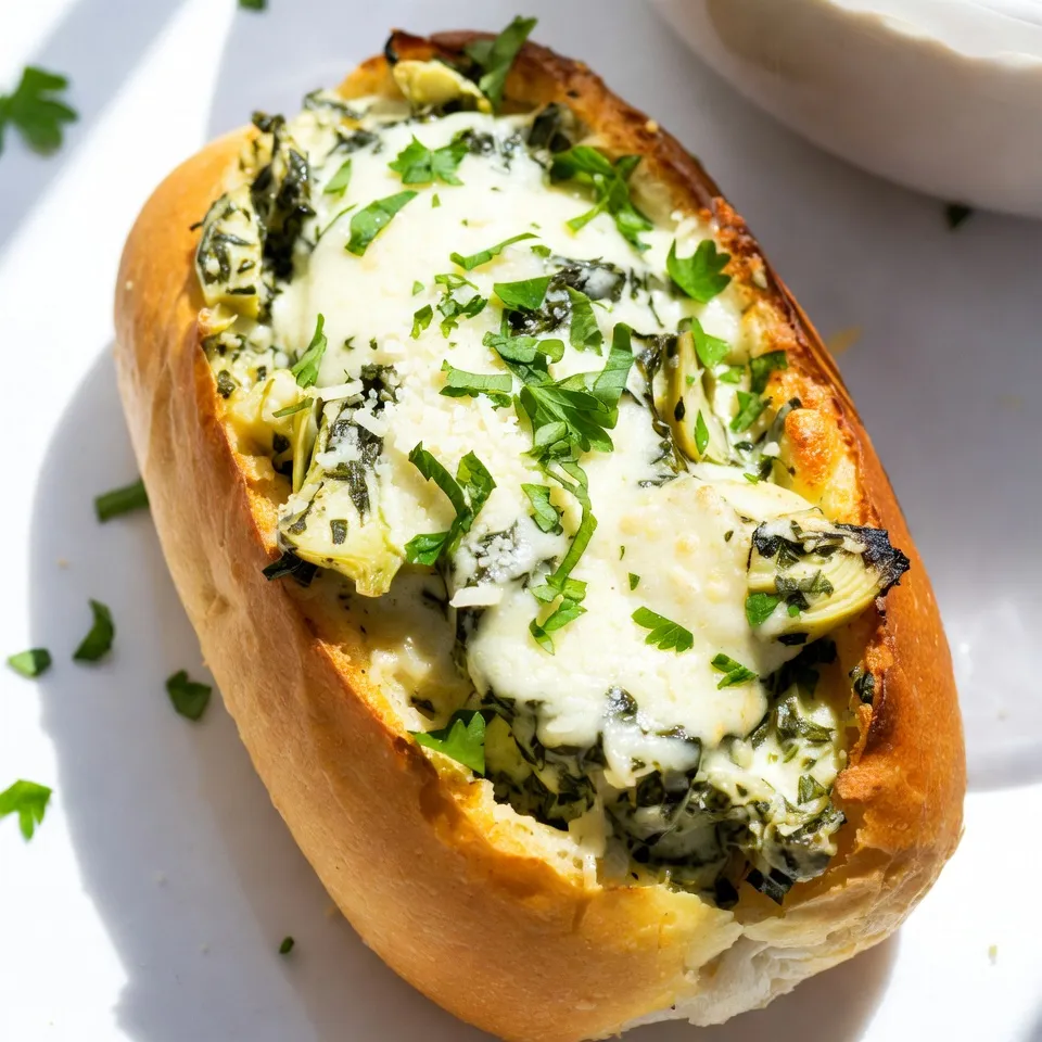 Cheesy Spinach Artichoke Stuffed Bread Lecker Rezept