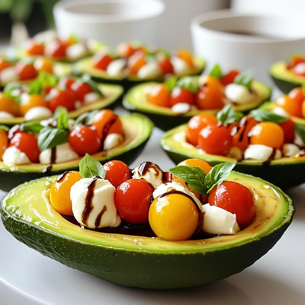 Caprese Stuffed Avocados Frisch und Schmackhaft
