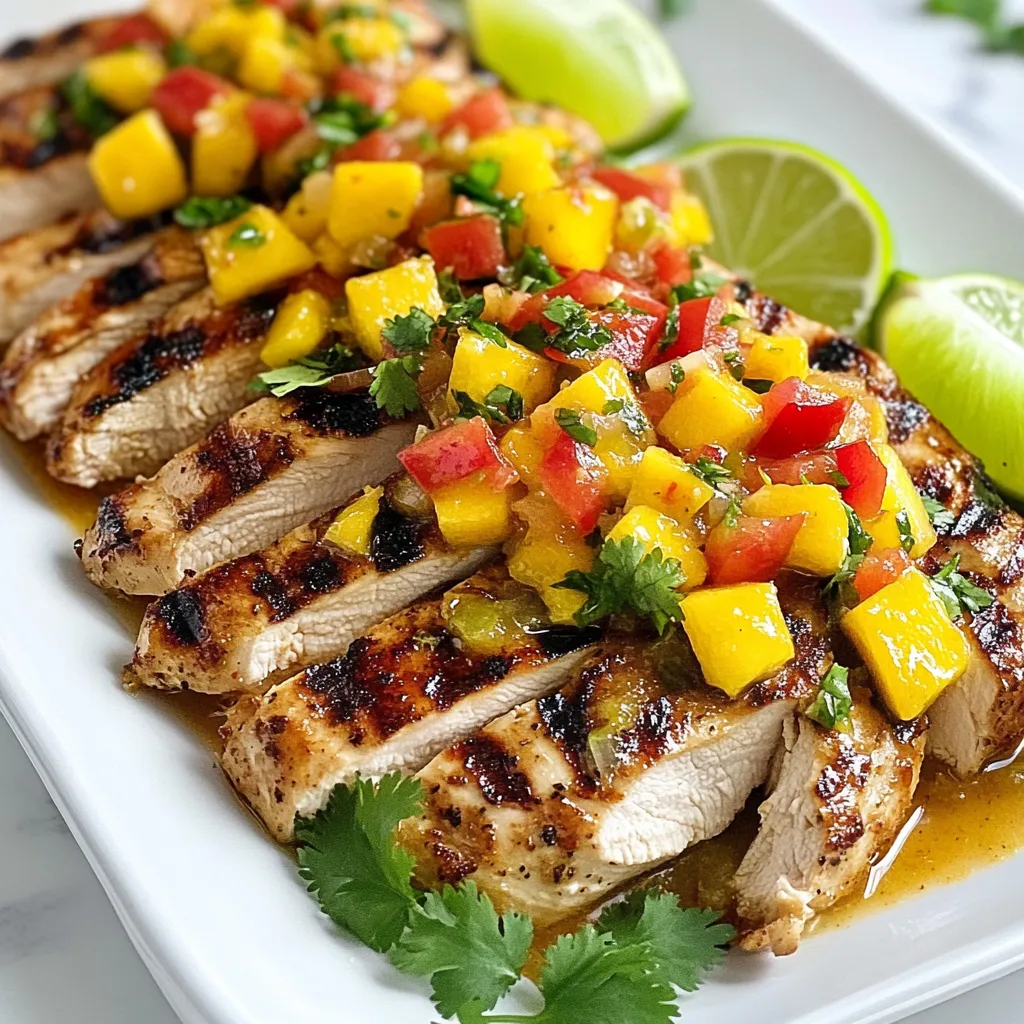 Mango Salsa Grilled Chicken Einfaches, schmackhaftes Gericht