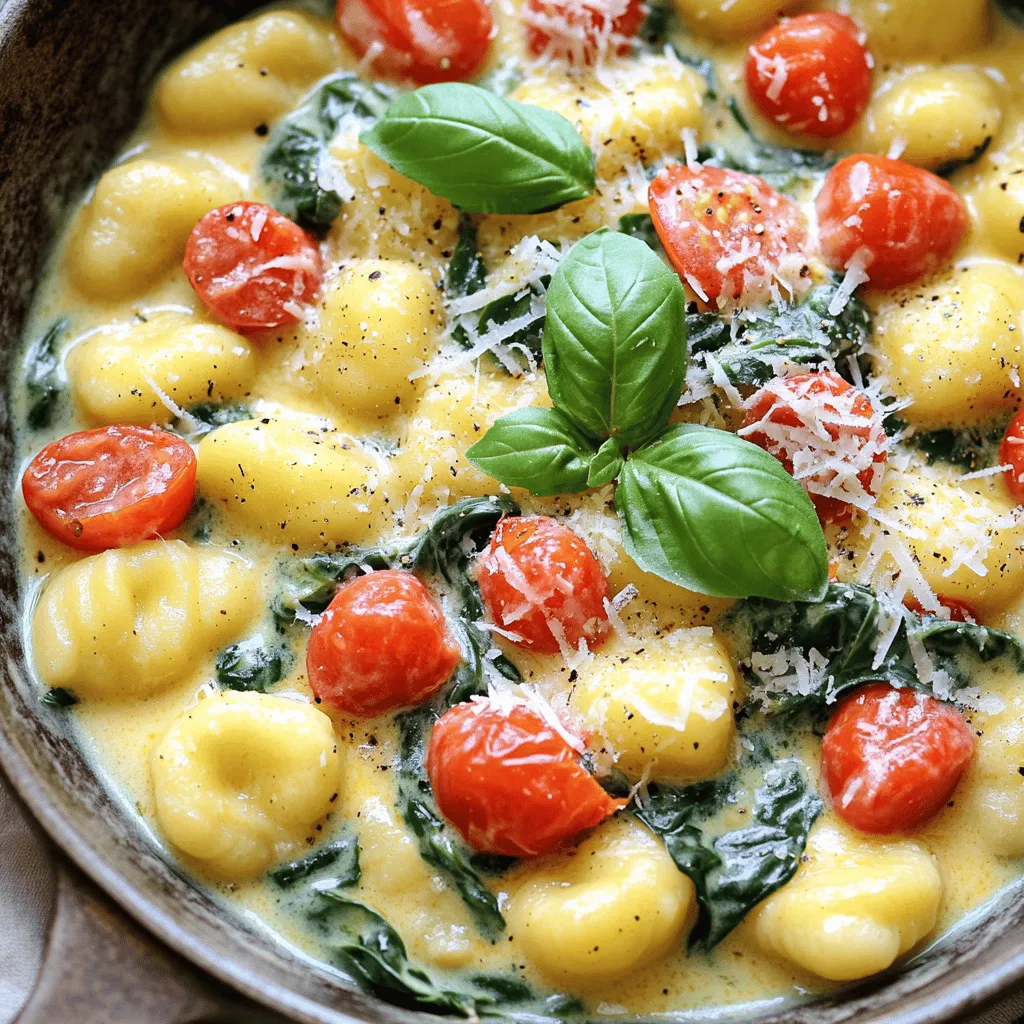 Cremige Tomaten-Spinat-Gnocchi Schnelles Gericht