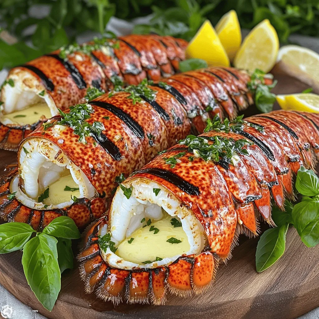 - 2 Hummer-Tails - 4 Esslöffel ungesalzene Butter - 4 Zehen Knoblauch, fein gehackt - 1 Esslöffel frische Petersilie, gehackt - 1 Esslöffel frisches Basilikum, gehackt - 1 Teelöffel Zitronenzeste - 1 Esslöffel Zitronensaft - Salz und Pfeffer nach Geschmack - Zitronenschnitze zum Servieren Die Zutaten für Lobster Tails mit Garlic Herb Butter Sauce sind einfach, aber lecker. Hummer ist der Star, der fest und süß ist. Die ungesalzene Butter gibt einen reichen Geschmack und macht das Gericht cremig. Knoblauch bringt einen tollen Duft und Geschmack. Frische Kräuter wie Petersilie und Basilikum fügen Farbe und Frische hinzu. Zitronenzeste und Zitronensaft sorgen für eine spritzige Note. Wenn du frische Zutaten verwendest, schmeckt das Gericht besser. Frische Kräuter sind wichtig. Sie bringen die Aromen zur Geltung. Zitronenschnitze sind perfekt zum Servieren. Sie verleihen dem Hummer eine extra frische Note. Dies ist der Schlüssel für ein tolles Gericht.Heize deinen Grill auf mittlere bis hohe Hitze vor. Die ideale Temperatur liegt zwischen 190°C und 200°C. Dies sorgt für gleichmäßiges Grillen und köstliche Aromen. Nimm die Hummer-Tails und benutze Küchenscheren. Schneide die Oberseite der Schale in der Mitte durch. Ziehe das Fleisch vorsichtig nach oben, sodass es an der Basis bleibt. Dies gibt dir einen schönen Blick auf das zarte Fleisch. Schmelze in einem kleinen Topf die Butter bei niedriger Hitze. Füge die fein gehackten Knoblauchzehen hinzu und sautier sie für etwa 1-2 Minuten. Achte darauf, dass der Knoblauch nicht bräunt. Vom Herd nehmen und dann die gehackte Petersilie, das Basilikum, die Zitronenzeste, den Zitronensaft, Salz und Pfeffer einrühren. Bestreiche beide Seiten der Hummer-Tails großzügig mit der Knoblauch-Kräuter-Butter. Bewahre etwas Butter für das Basten und Servieren auf. Lege die Hummer-Tails mit der Schalen-Seite nach unten auf den Grill. Grill sie etwa 5-7 Minuten. Das Fleisch wird undurchsichtig und die Schalen leuchten rot. Bestreiche das Fleisch während des Grillens mit der restlichen Butter. Um sicherzustellen, dass der Hummer perfekt ist, überprüfe die Innentemperatur. Sie sollte bei 60°C liegen. Das Fleisch soll fest und undurchsichtig sein, dann ist es genau richtig. Nimm die Hummer-Tails vorsichtig vom Grill. Serviere sie sofort mit zusätzlicher Knoblauch-Kräuter-Butter darüber. Ergänze das Gericht mit Zitronenschnitzen, die du auspressen kannst. So erhältst du einen frischen Geschmack, der das Gericht verfeinert.Verwenden Sie frische Zutaten für den besten Geschmack. Achten Sie darauf, dass die Hummer-Tails frisch sind. Wenn möglich, kaufen Sie sie am selben Tag. Frische Kräuter, wie Petersilie und Basilikum, bringen das Aroma hervor. Sehen Sie, dass der Knoblauch knackig und duftend ist. So bleibt Ihr Gericht lebendig und köstlich. Die richtige Grilltechnik bringt optimale Ergebnisse. Stellen Sie sicher, dass Ihr Grill heiß ist, bevor Sie die Hummer-Tails auflegen. Grillen Sie sie mit der Schalen-Seite nach unten. Diese Methode sorgt für eine schöne Farbe und einen tollen Geschmack. Bestreichen Sie das Fleisch regelmäßig mit der Knoblauch-Kräuter-Butter. So bleibt es saftig und aromatisch. Vermeiden Sie häufige Fehler bei der Zubereitung von Hummer-Tails. Übergrillen Sie die Tails nicht, da sie trocken werden können. Prüfen Sie die Innentemperatur, um sicherzustellen, dass sie 60°C erreicht hat. Lassen Sie die Hummer-Tails nach dem Grillen kurz ruhen. So verteilen sich die Säfte im Fleisch besser. Genießen Sie Ihre Hummer-Tails mit frischer Zitronenbeilage für einen zusätzlichen Kick. {{image_4}} Hummer-Tails sind sehr vielseitig. Sie können sie auch in der Pfanne oder im Ofen zubereiten. Wenn Sie die Pfanne wählen, erhitzen Sie etwas Butter oder Öl. Braten Sie die Hummer-Tails auf jeder Seite etwa 4-5 Minuten, bis sie goldbraun sind. Achten Sie darauf, das Fleisch nicht zu überkochen. Für die Ofenvariante können Sie die Hummer-Tails auf ein Backblech legen. Backen Sie sie bei 200°C für 10-12 Minuten, bis sie gar sind. Beide Methoden bringen den köstlichen Geschmack perfekt zur Geltung. Um die Aromen zu variieren, können Sie andere Kräuter oder Gewürze verwenden. Anstelle von Petersilie und Basilikum probieren Sie Thymian oder Estragon aus. Ein Hauch von Chili-Flocken kann den Hummer-Tails einen pikanten Kick geben. Denken Sie daran, die Aromen zu kosten, während Sie die Butter zubereiten. So finden Sie die perfekte Mischung für Ihren Geschmack. Die richtigen Beilagen können das Gericht ergänzen. Servieren Sie Hummer-Tails mit frischem Baguette oder Knoblauchbrot. Ein leichter grüner Salat mit Zitronendressing passt ebenfalls gut dazu. Für einen herzhaften Touch können Sie auch gebratene Gemüse oder Reis servieren. Denken Sie auch an Dips, wie eine Zitronen-Aioli oder eine würzige Salsa. Diese Beilagen runden Ihr Gericht perfekt ab und machen es zu einem Festmahl. Lagern Sie ungekochte Hummer-Tails im Kühlschrank. Wickeln Sie sie in ein feuchtes Tuch. Legen Sie sie in einen luftdichten Behälter. So bleibt das Fleisch frisch. Achten Sie darauf, dass sie nicht in Wasser liegen. Dies hilft, die Qualität zu bewahren. Wenn Sie gekochte Hummer-Tails haben, lassen Sie sie zuerst abkühlen. Legen Sie die Reste in einen luftdichten Behälter. Sie können die Knoblauch-Kräuter-Butter auch aufbewahren. So haben Sie die perfekte Sauce für die nächste Mahlzeit. Stellen Sie sicher, dass alles im Kühlschrank bleibt. Hummer-Tails sind am besten, wenn Sie sie frisch verwenden. Ungekochte Tails halten sich etwa zwei Tage. Gekochte Hummer-Tails können bis zu drei Tage im Kühlschrank bleiben. Achten Sie auf die Farbe und den Geruch. Frische Tails sollten glänzend und leicht salzig riechen. Wenn sie unangenehm riechen, entsorgen Sie sie. Für perfekte Hummer-Tails grillen Sie sie 5-7 Minuten. Die Schalen sollten rot sein. Das Fleisch muss undurchsichtig werden. Nutzen Sie ein Grillthermometer, um die Innentemperatur zu prüfen. Sie sollte bei 60°C liegen. So stellen Sie sicher, dass der Hummer saftig bleibt. Ja, gefrorene Hummer-Tails sind eine gute Wahl. Lassen Sie sie zuerst im Kühlschrank auftauen. Dies dauert mehrere Stunden oder über Nacht. Wenn sie aufgetaut sind, bereiten Sie sie wie frische Tails zu. Achten Sie darauf, das Fleisch gut zu würzen. So bleiben die Aromen erhalten. Zu Hummer-Tails passen viele Beilagen gut. Ein frischer Salat bringt Farbe auf den Tisch. Auch geröstetes Gemüse ist eine tolle Wahl. Sie können auch Kartoffeln oder Reis servieren. Für Getränke sind Weißweine oder sprudelnde Limonade ideal. Diese ergänzen den Geschmack des Hummers. Ja, das Rezept ist von Natur aus glutenfrei. Achten Sie darauf, dass alle Zutaten keine glutenhaltigen Stoffe enthalten. Verwenden Sie nur frische Kräuter und ungesalzene Butter. So bleibt das Gericht lecker und sicher für alle, die glutenfrei essen. Zusammenfassend zeigt dieses Rezept, wie Sie köstliche Hummer-Tails grillen können. Frische Zutaten, wie Hummer, Butter und Kräuter, machen den Unterschied. Die Anleitung bietet einfache Schritte für die Zubereitung. Verwenden Sie Technik und Tipps für beste Ergebnisse. Denken Sie daran, auch Reste richtig zu lagern. Mit den Variationen können Sie Ihr Gericht anpassen. Genießen Sie die Vielfalt und die leckeren Aromen, die Hummer-Tails bieten!