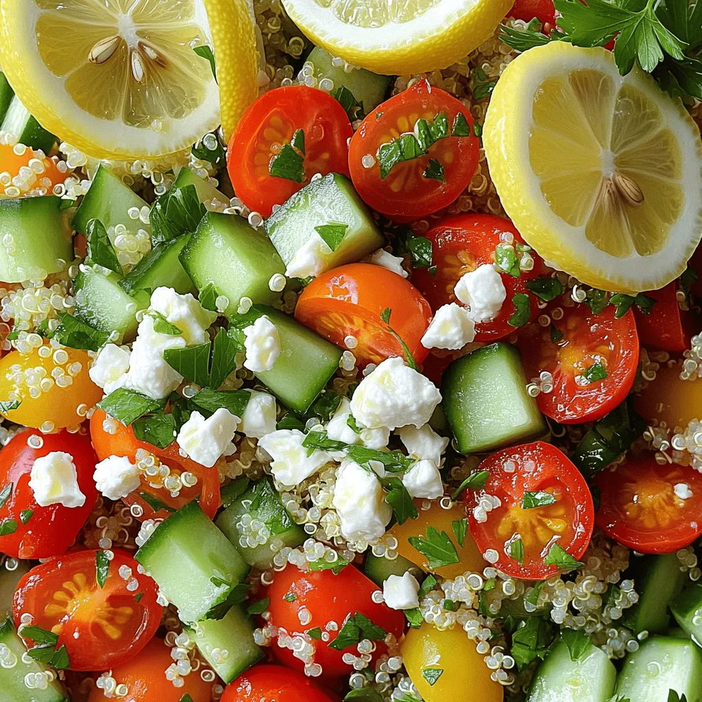 Für einen schmackhaften Quinoa-Salat brauchst du einige einfache Zutaten. Du benötigst 1 Tasse Quinoa, 2 Tassen Wasser, eine kleine Gurke, eine rote Paprika, Kirschtomaten, frische Petersilie, Feta-Käse, Olivenöl, Zitronensaft, Honig sowie Salz und Pfeffer. Diese einfachen Zutaten sorgen für frische Aromen.