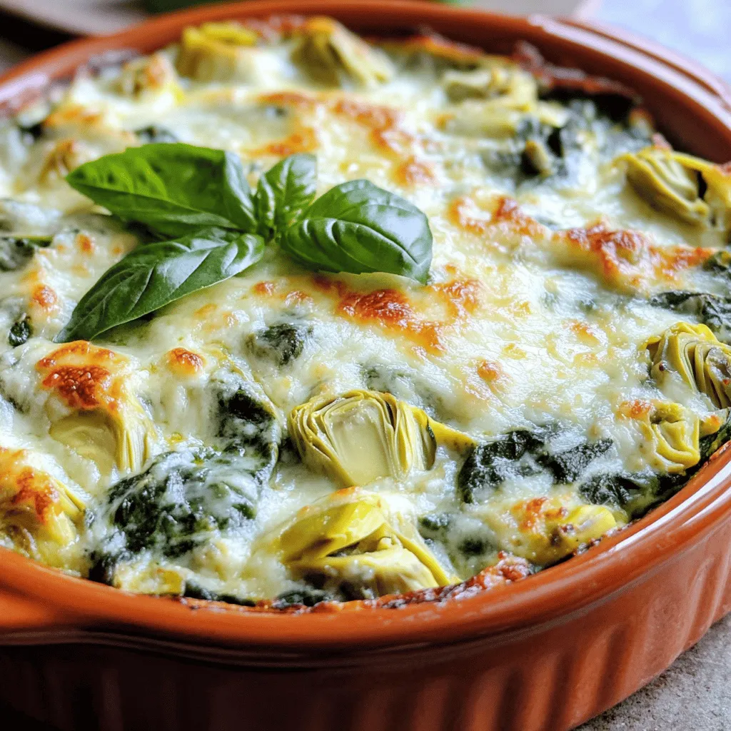 Für diesen Dip brauchen Sie einige einfache, aber köstliche Zutaten. Hier sind die Hauptzutaten: - 300g frische Spinatblätter, grob gehackt - 1 Dose Artischockenherzen, abgetropft und grob gehackt - 200g Frischkäse, weich - 100g griechischer Joghurt - 150g Parmesan, frisch gerieben - 100g Mozzarella, gerieben - 2 Knoblauchzehen, fein gehackt - 1 Teelöffel Zwiebelpulver - 1/2 Teelöffel Salz - 1/4 Teelöffel schwarzer Pfeffer - 1/4 Teelöffel Paprikapulver (geräuchert für zusätzlichen Geschmack) - Frisches Basilikum zum Garnieren (optional)