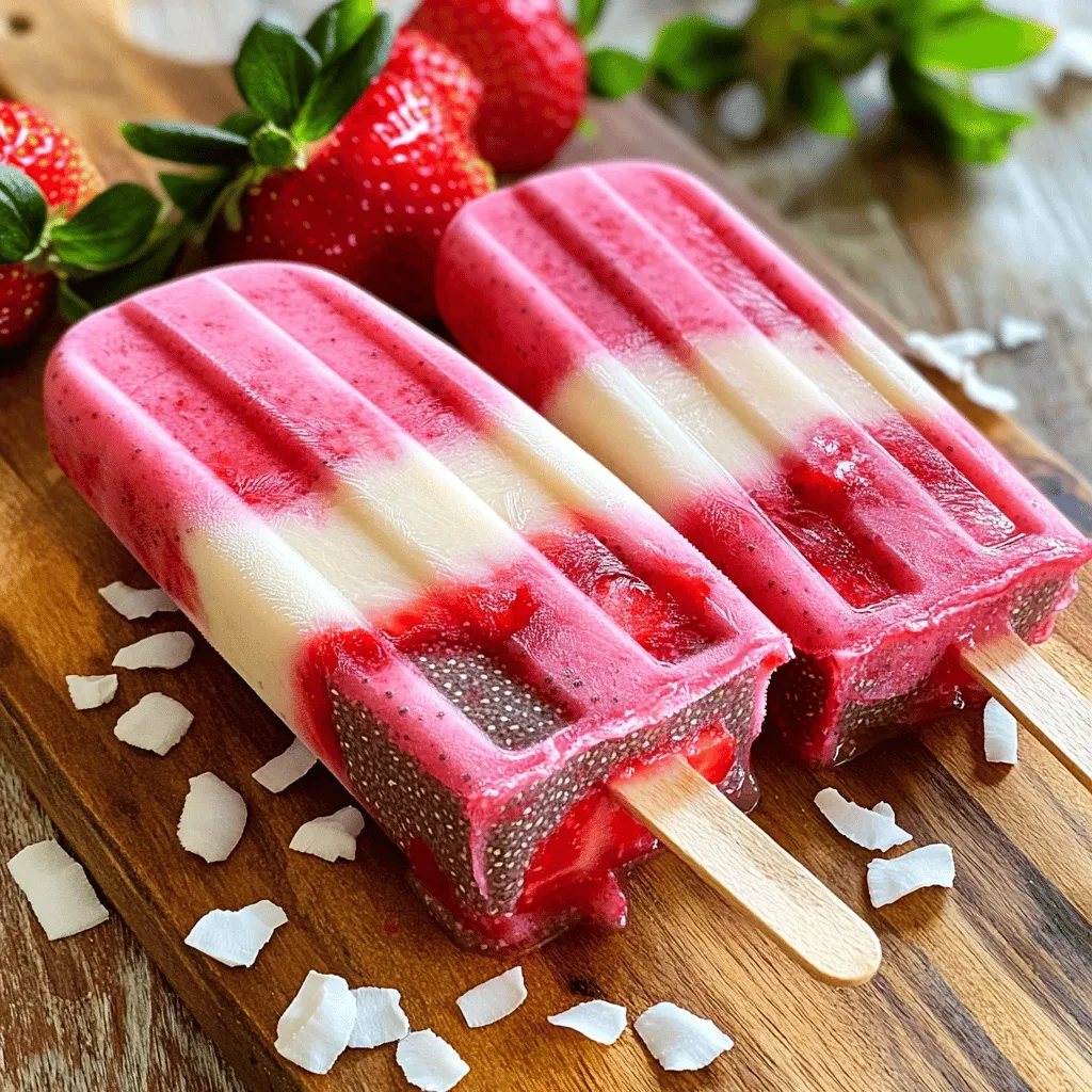 Erdbeer-Kokos-Chia-Popsicles Einfache und gesunde Freude