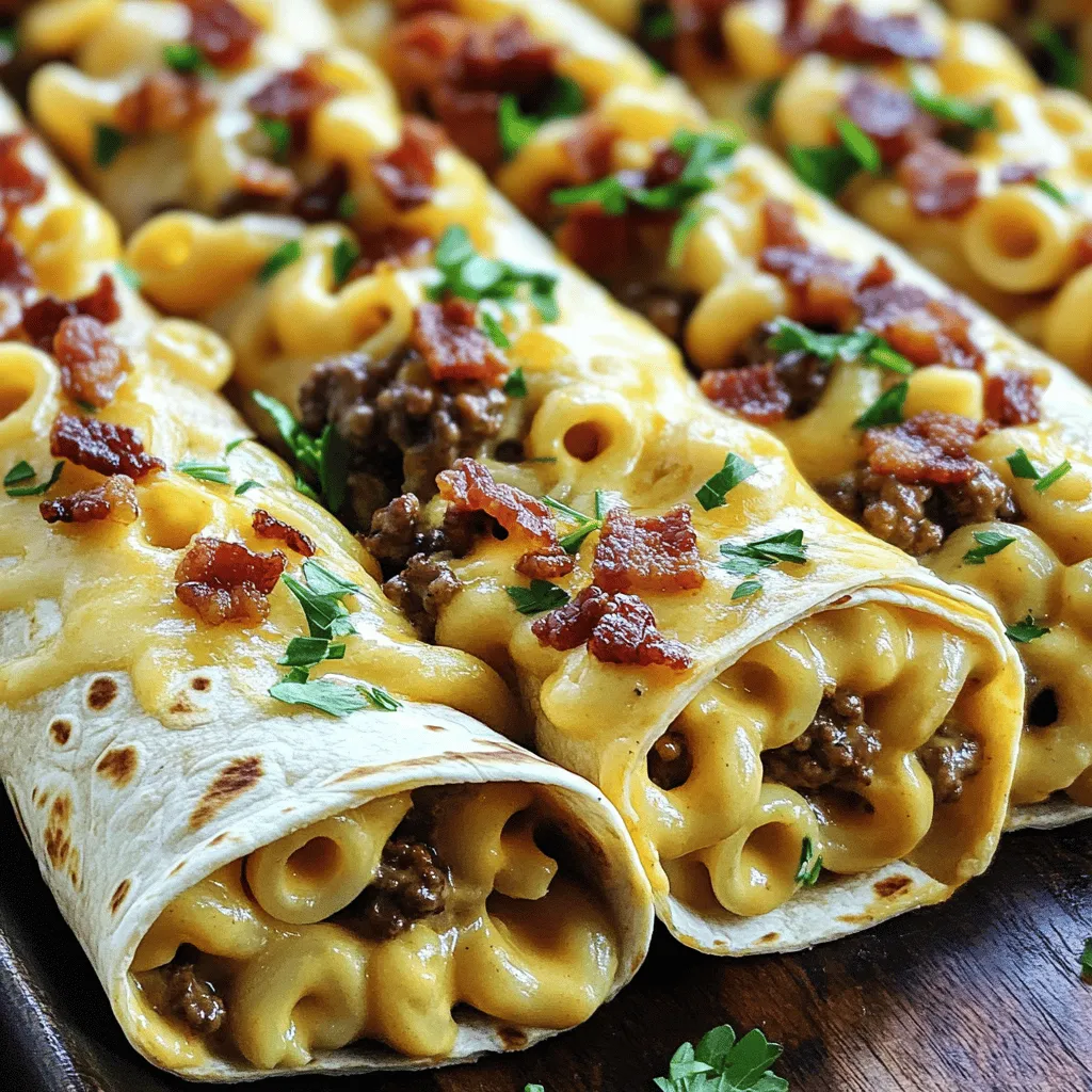 Für den Bacon Mac’n’Cheese Burger Wrap brauchst du einige wichtige Zutaten. Hier ist, was du benötigst: