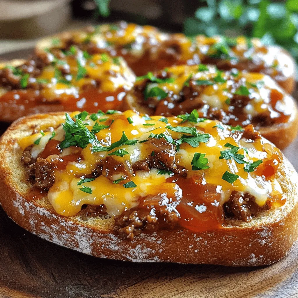 Hausgemachte Cheesy Garlic Bread Sloppy Joe Melts Rezept