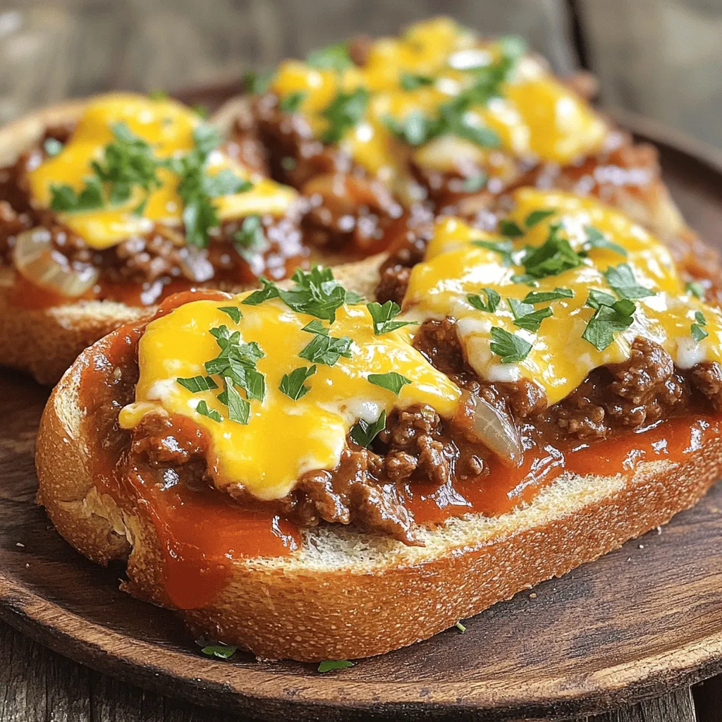 Für die perfekte Cheesy Garlic Bread Sloppy Joe Melts brauchst du einige Hauptzutaten. Diese Zutaten machen das Gericht herzhaft und lecker. Hier ist, was du benötigst: - 1 lb (450g) Rinderhackfleisch - 1 kleine Zwiebel, fein gehackt - 2 Knoblauchzehen, fein gehackt - 1/2 Tasse Ketchup - 2 Esslöffel Worcestershire-Sauce - 1 Teelöffel Senf - 1 Teelöffel brauner Zucker - Salz und Pfeffer nach Geschmack
