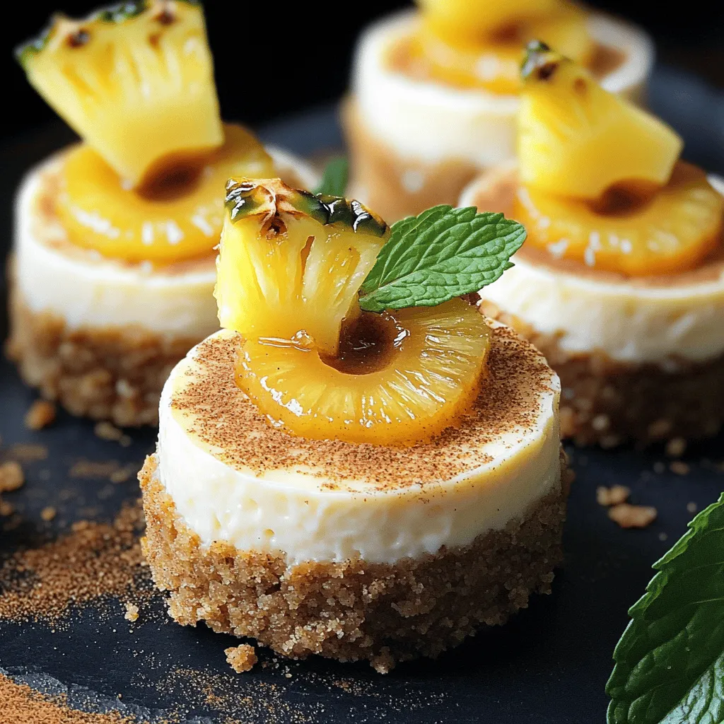 - 200 g Vollkornkekse, zerbröckelt - 400 g Frischkäse, zimmerwarm - 1 Ananas, frisch oder aus der Dose, in Scheiben geschnitten