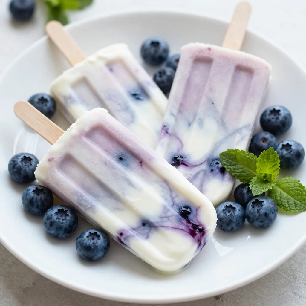 Griechischer Joghurt Blaubeeren Popsicles Frisch und Lecker
