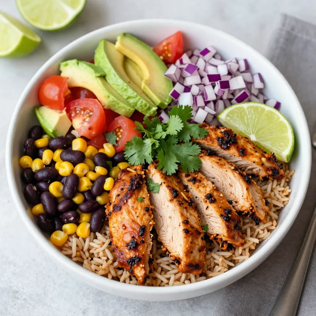 Spicy Chipotle Chicken Burrito Bowls Schnell und Einfach