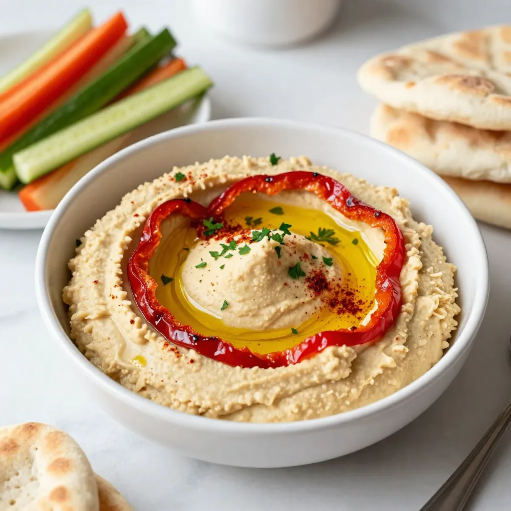 Roasted Red Pepper Hummus leckere und einfache Rezeptidee