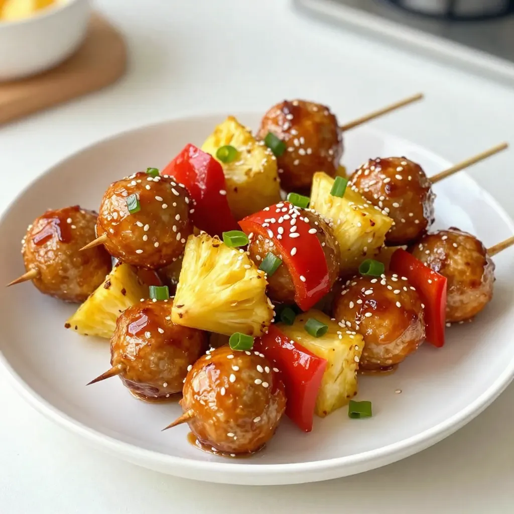 Pineapple Teriyaki Meatball Skewers Würzig und Einfach
