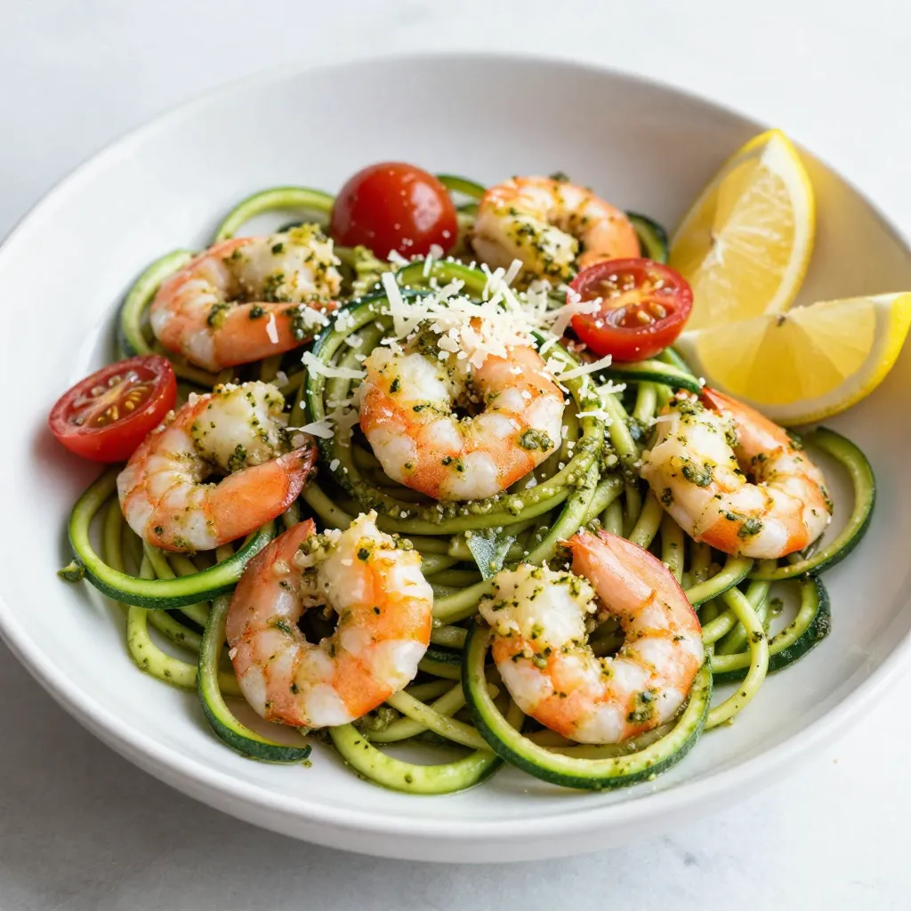 Pesto Shrimp Zucchini Noodles Einfache und schnelle Mahlzeit