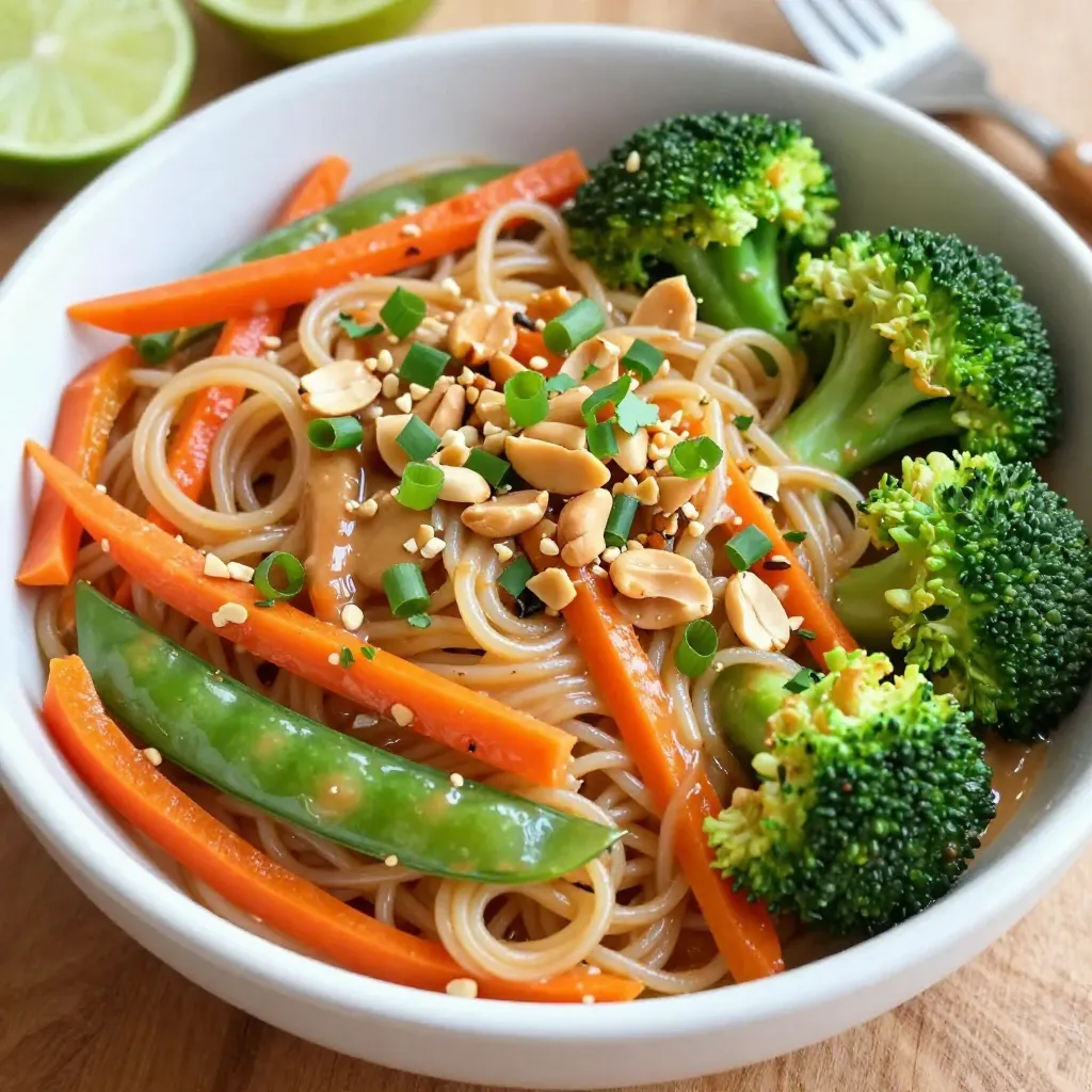 Würzige Erdnuss-Gemüse-Nudeln gesunde und leckere Speise