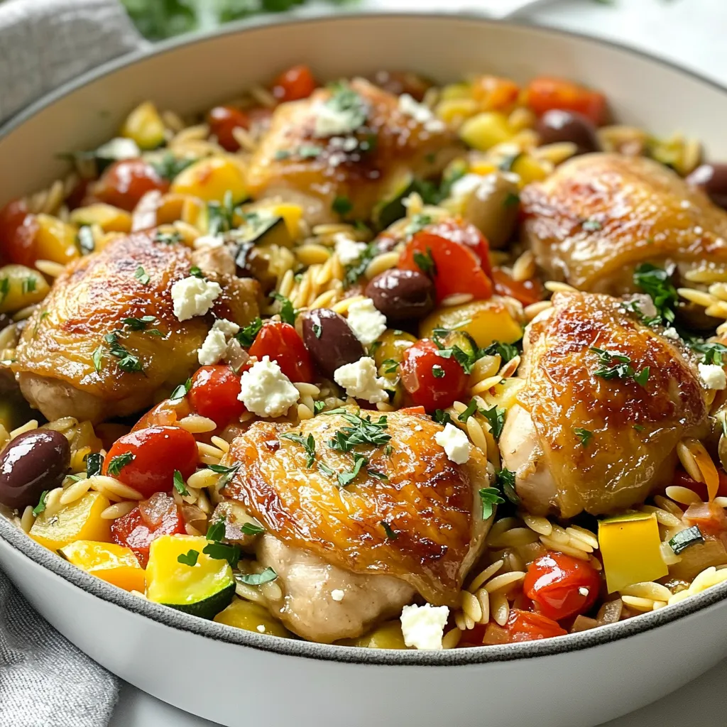Griechisches Orzo-Hühnchen-Pfanne Einfache Zubereitung