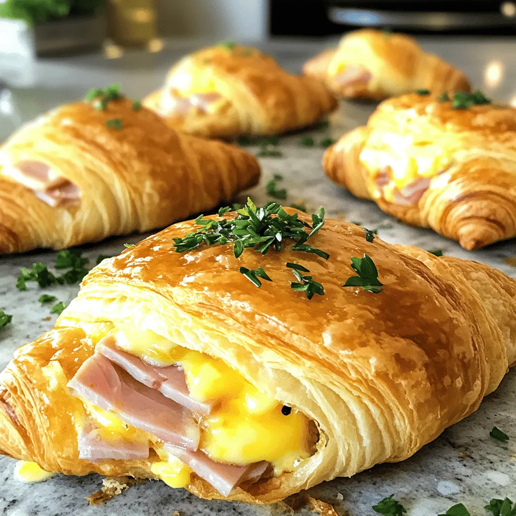 - 4 große Croissants - 200g dünn geschnittener Schinken - 200g Käse (z.B. Emmentaler oder Gouda) - 2 Eier - 100ml Milch