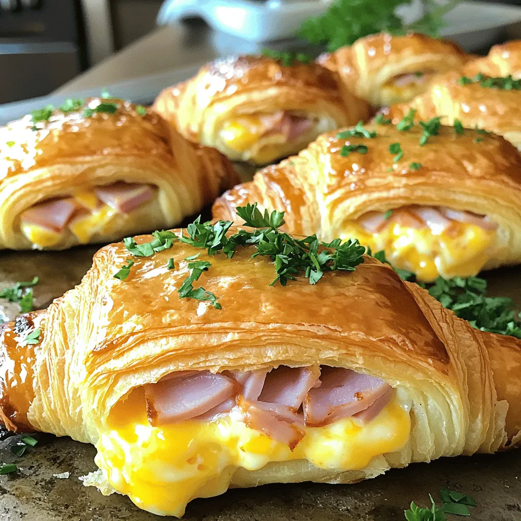 Baked Ham Cheese Croissants Köstlich und Einfach