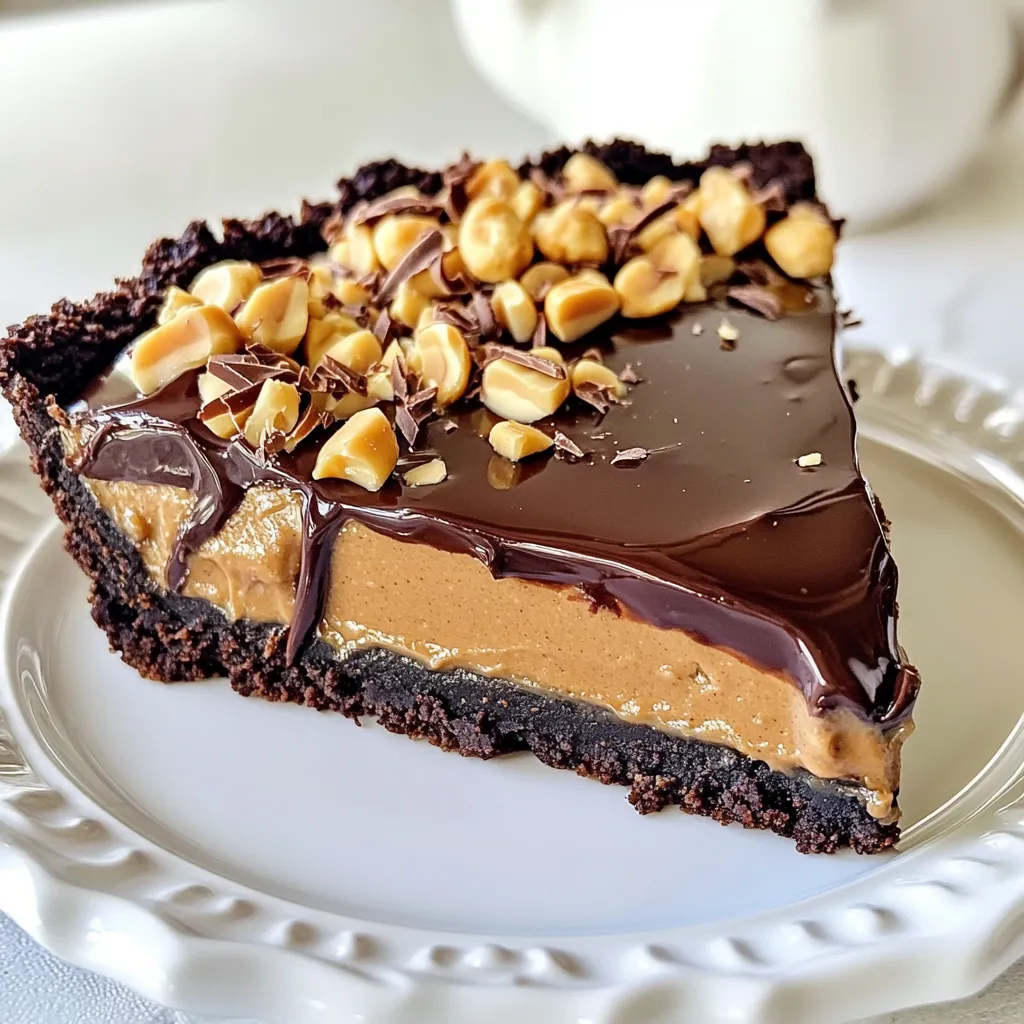 Schokoladen-Erdnussbutter No-Bake Pie Einfaches Rezept