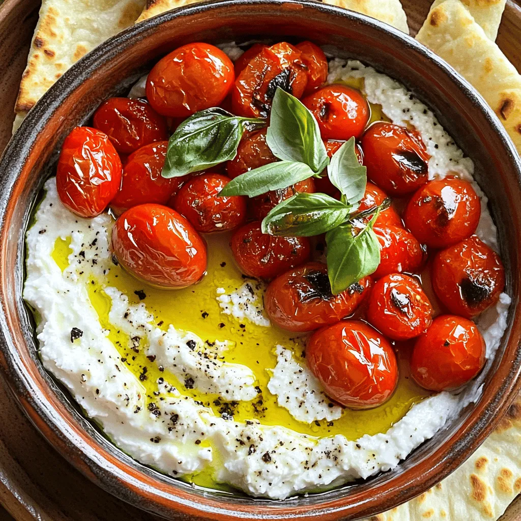 Die Hauptzutaten für den Dip sind einfach und frisch. Sie benötigen 200 g Feta-Käse und 250 g Kirschtomaten. Feta bringt einen tollen, salzigen Geschmack. Kirschtomaten sorgen für Süße und Frische.
