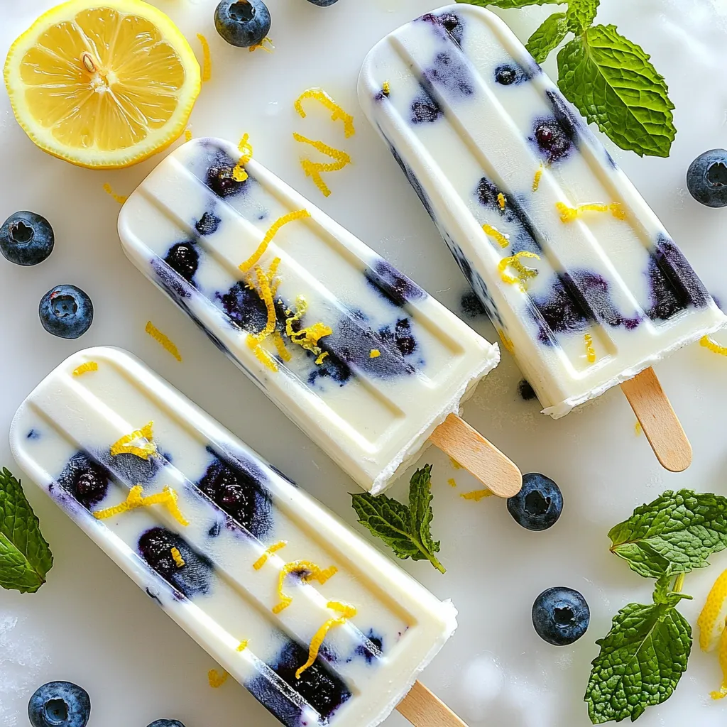 Frische Blaubeer Zitronen Joghurt Popsicles Rezept