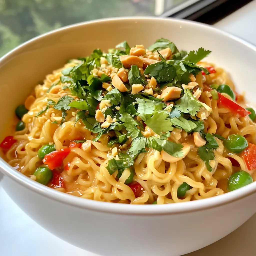 Scharfe Thai Erdnuss-Ramen Einfaches Rezept für Genuss
