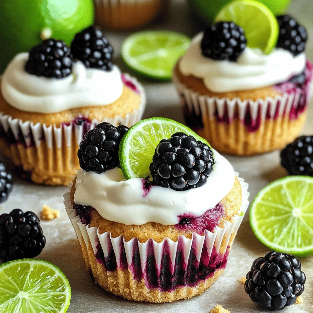 Leckere Blackberry Lime Cheesecake Cupcakes Rezept