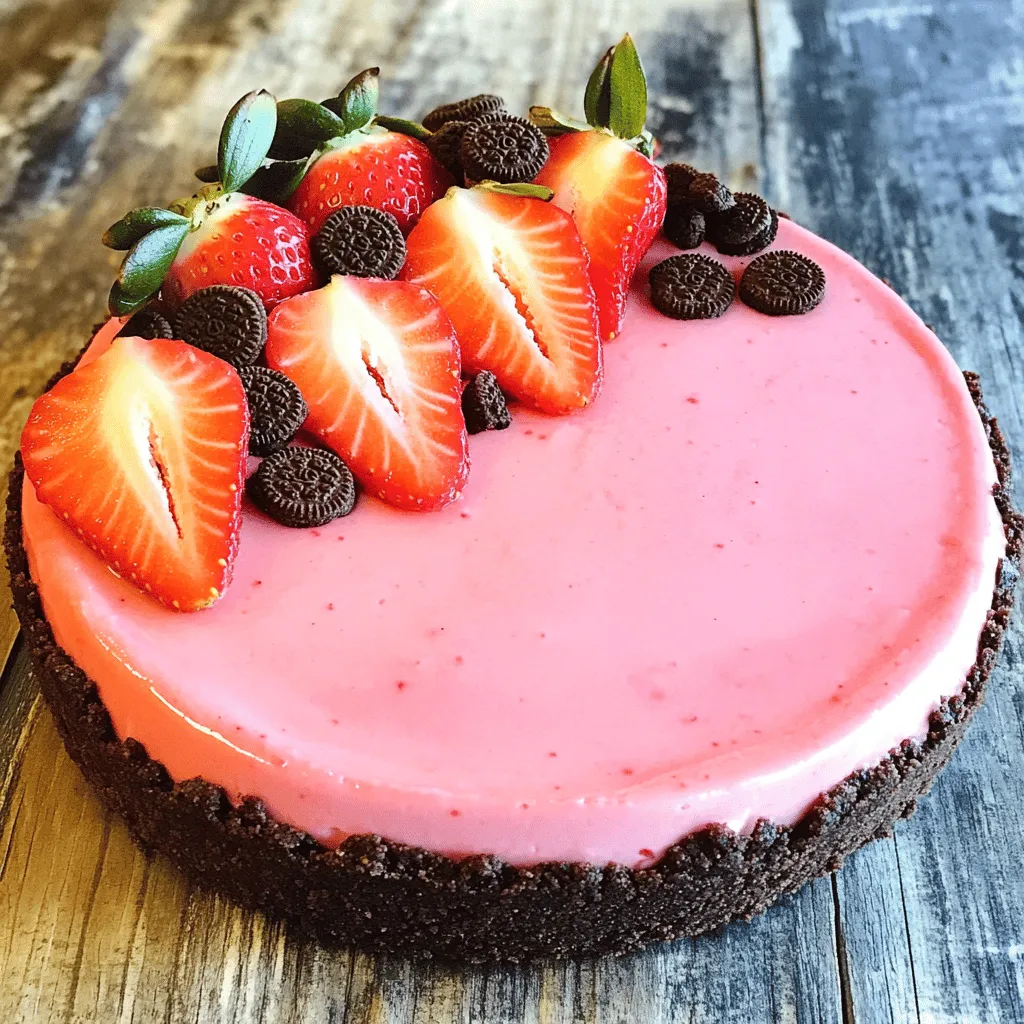 Pink Oreo No-Bake Cheesecake Einfaches Rezept genießen