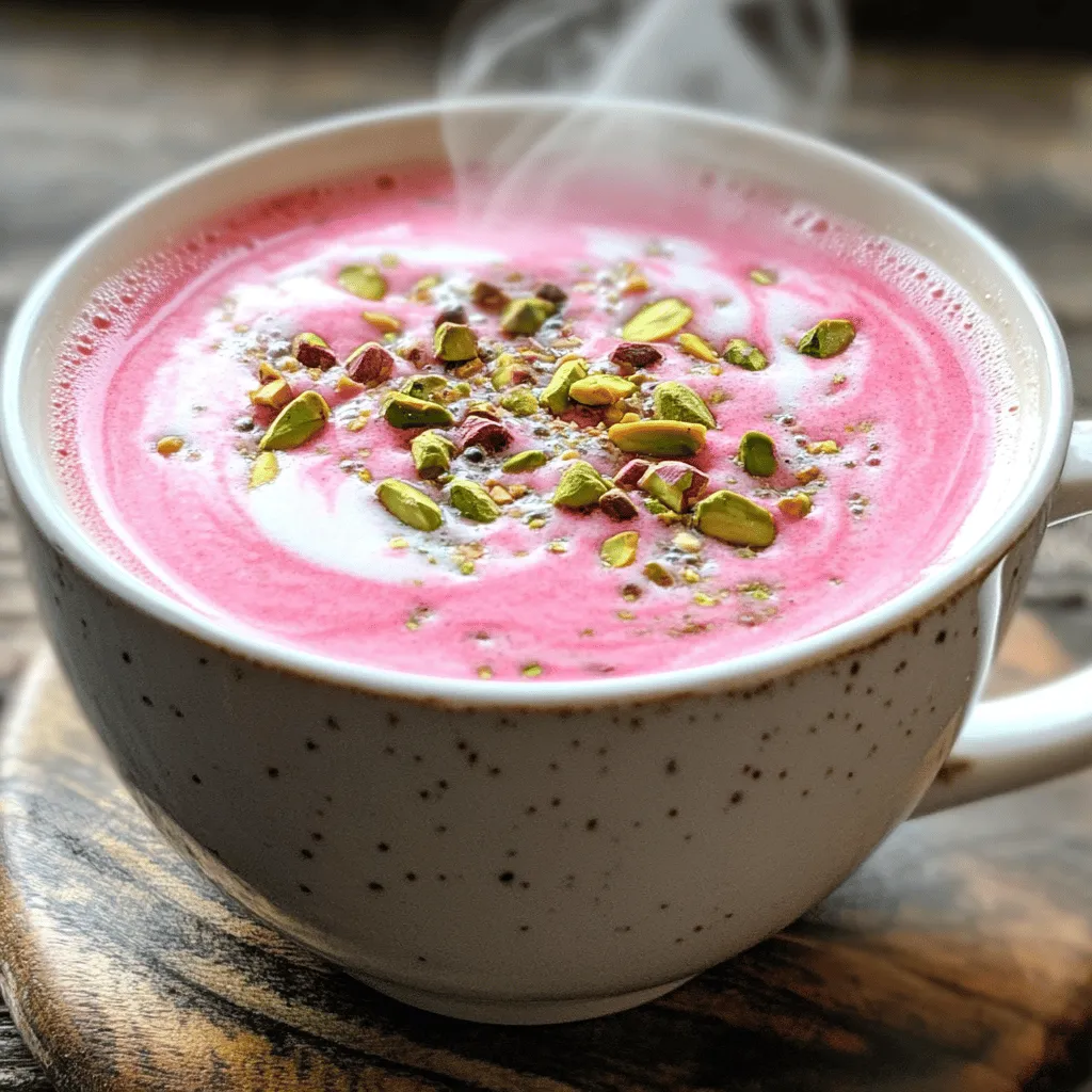 Um Kashmiri Pink Chai zuzubereiten, brauchen Sie einige einfache Zutaten. Sie benötigen 4 Tassen Wasser, 2 Esslöffel grünen Tee, 1 Teelöffel Backpulver, 2 Tassen Vollmilch, 4 Esslöffel Zucker, 2 zerdrückte Kardamomkapseln, eine Prise Salz und eventuell 2 Esslöffel Schlagsahne. Außerdem benötigen Sie gehackte Pistazien und Mandeln zum Garnieren.