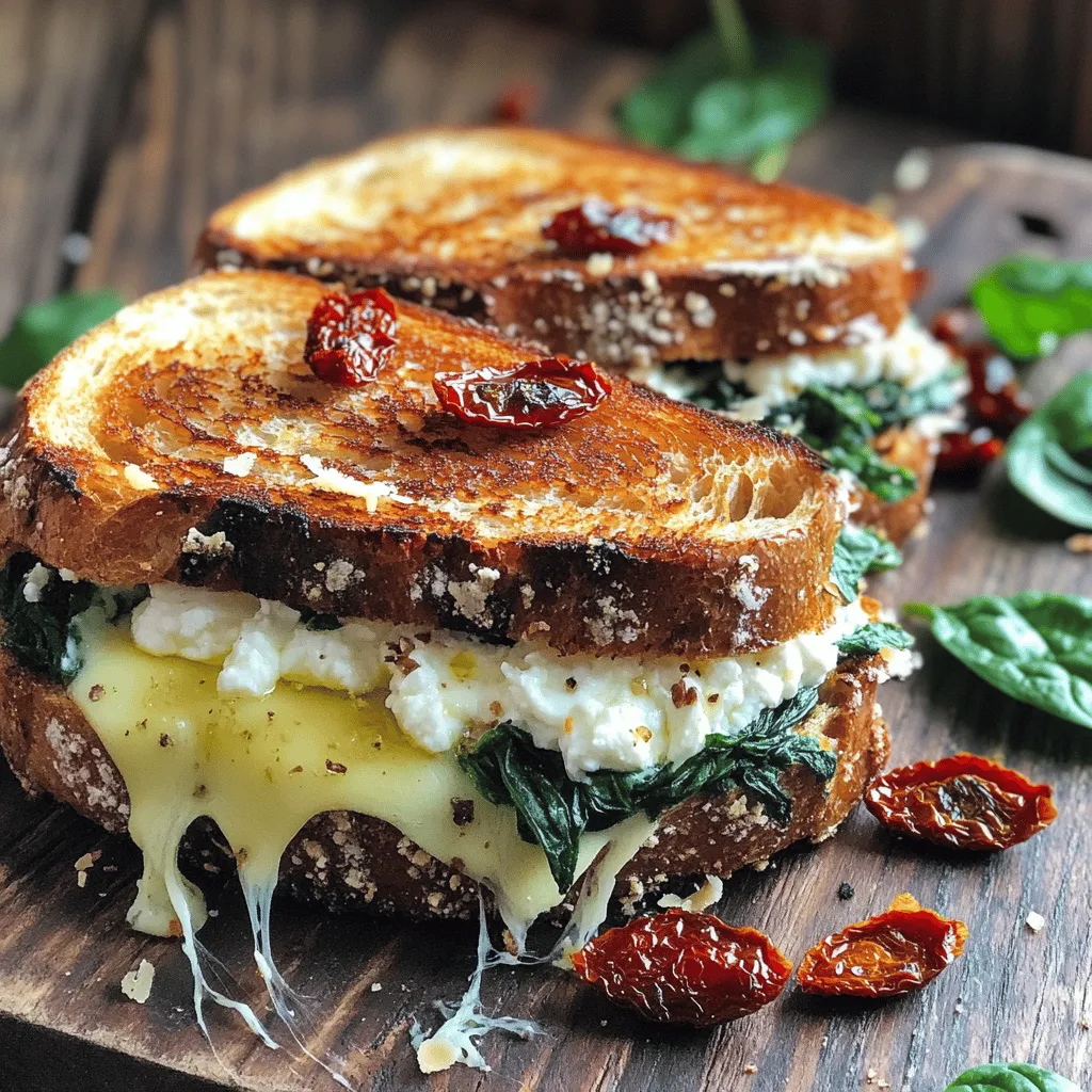 Sun-Dried Tomato, Spinach, and Ricotta Grilled Cheese Rezept