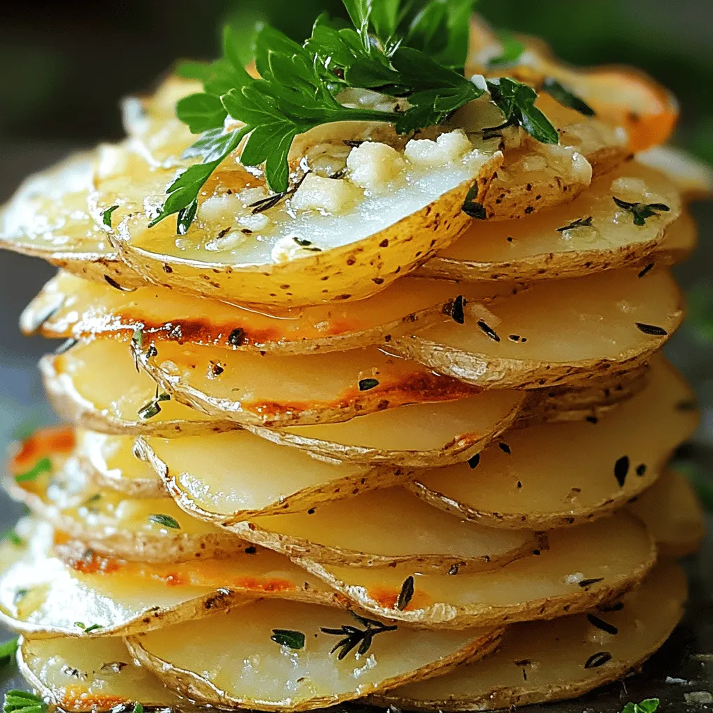 Gesunde Knoblauch-Kartoffelstapel für jeden Tag