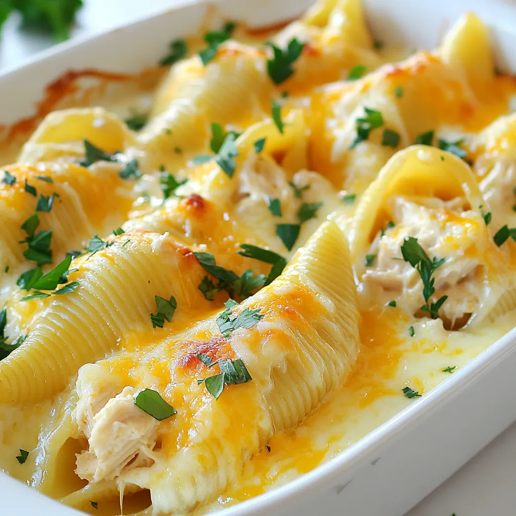 Köstliche Chicken Alfredo Stuffed Shells Einfaches Rezept