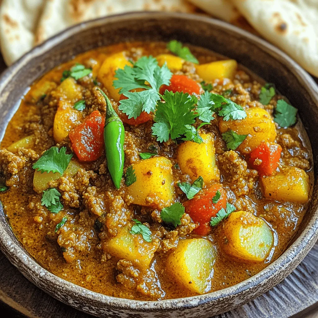 Einfache Aloo Keema Köstliches indisches Gericht
