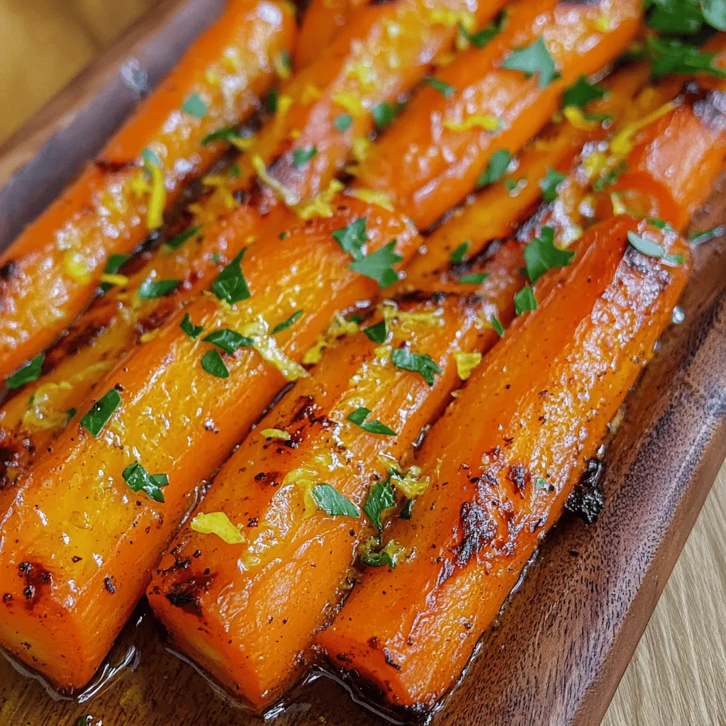 Tangy Lemon Garlic Roasted Carrots Gesunde Beilage