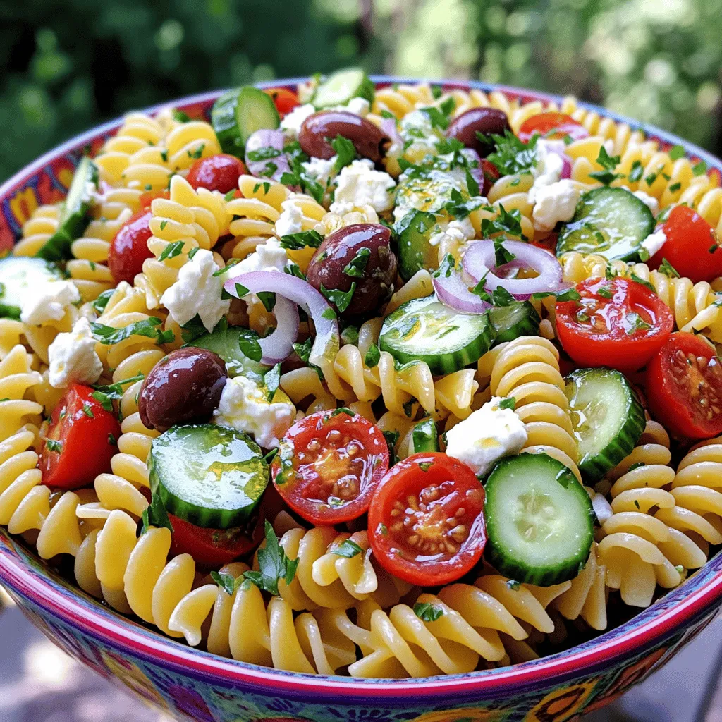 Einfache griechische Nudelsalat frischer Genuss