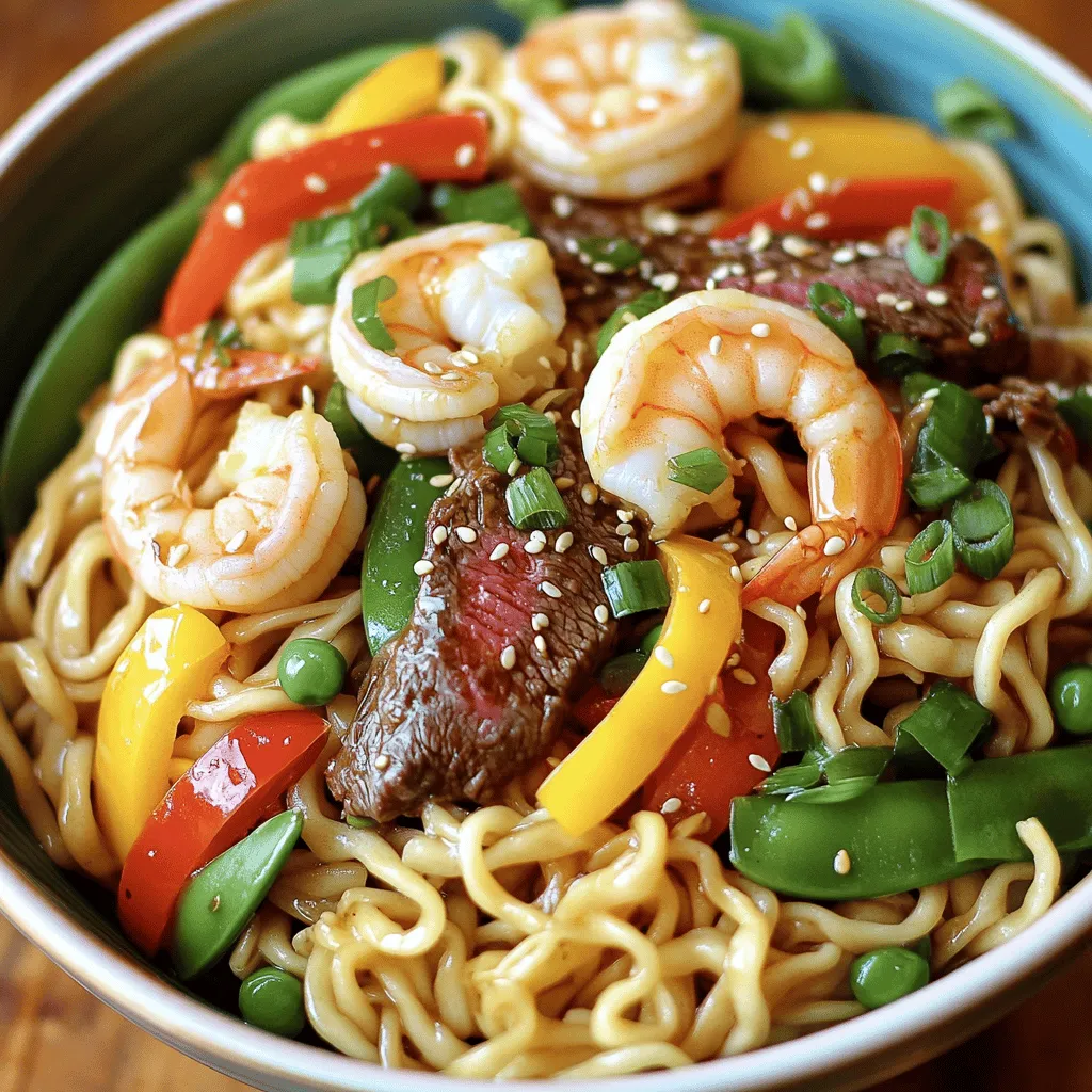 Steak &#038; Shrimp Stir-Fried Noodles Einfache Rezeptideen