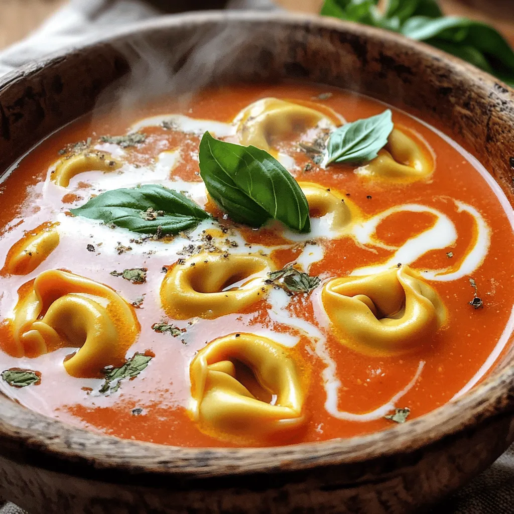 Cremige Tomaten-Tortellini-Suppe Einfaches Wohlfühlgericht