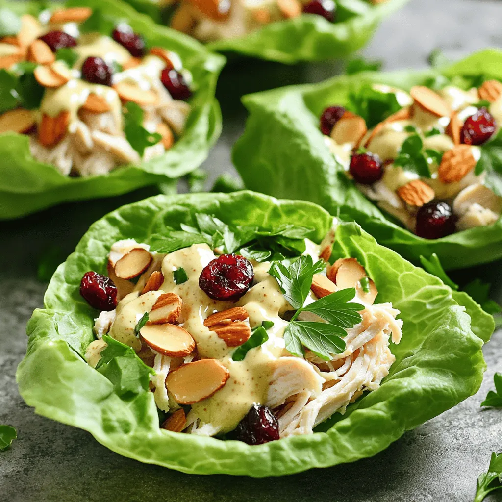 Cranberry Almond Chicken Lettuce Wraps Frisch und Gesund