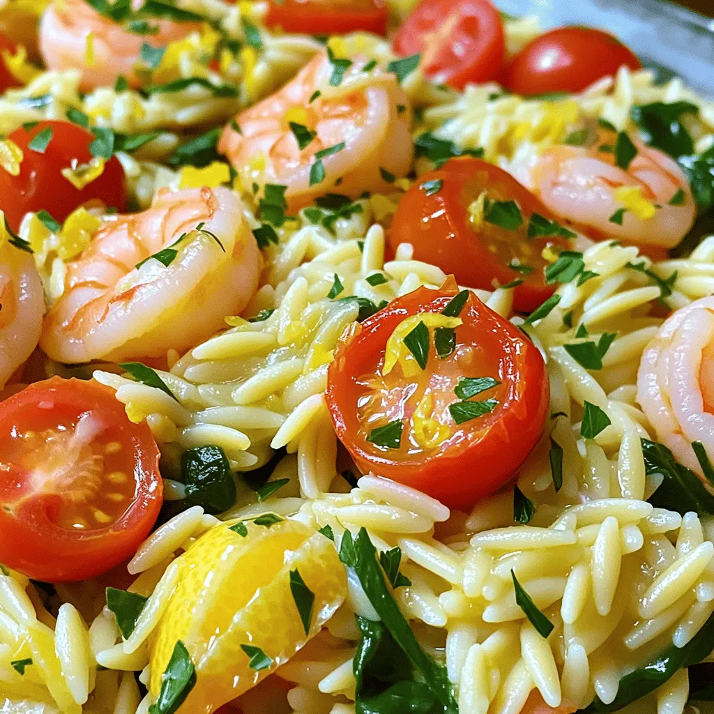 Lemon Garlic Orzo mit Shrimp Schnelles und köstliches Gericht