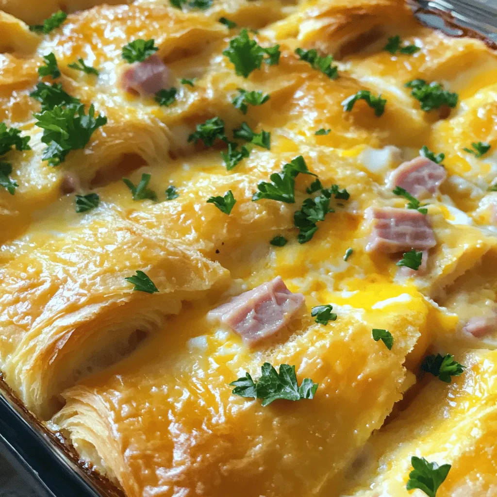 Flaky Ham and Cheese Croissant Casserole Rezept