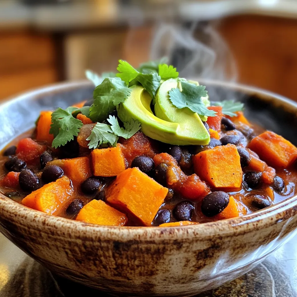 Süßkartoffel Schwarze Bohnen Chili Lecker im Slow Cooker
