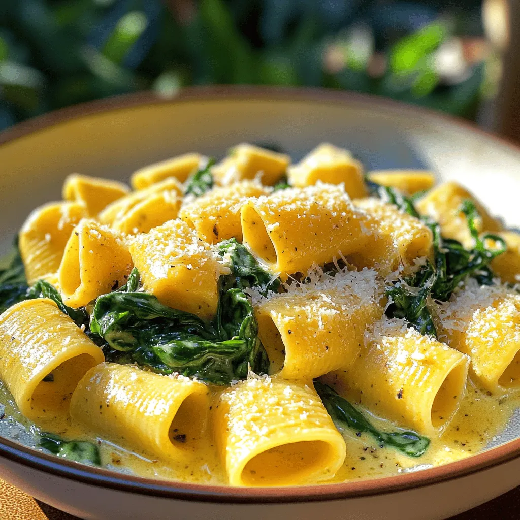 Cremige Spinat Parmesan Rigatoni Schnelle Genussreise