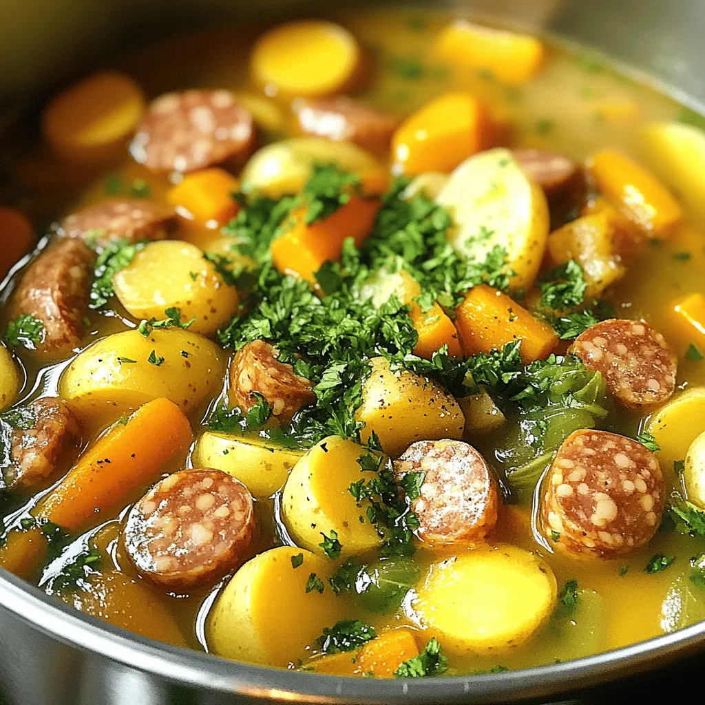 Herzhafte Wurst-Suppe Einfache und nahrhafte Idee