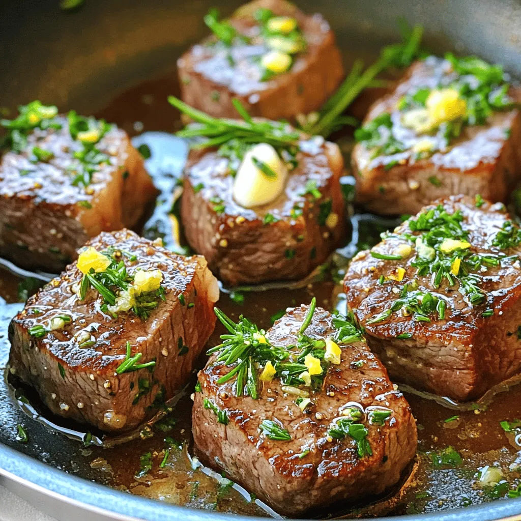 Leckere Knoblauch-Butter Steakbissen in Minuten
