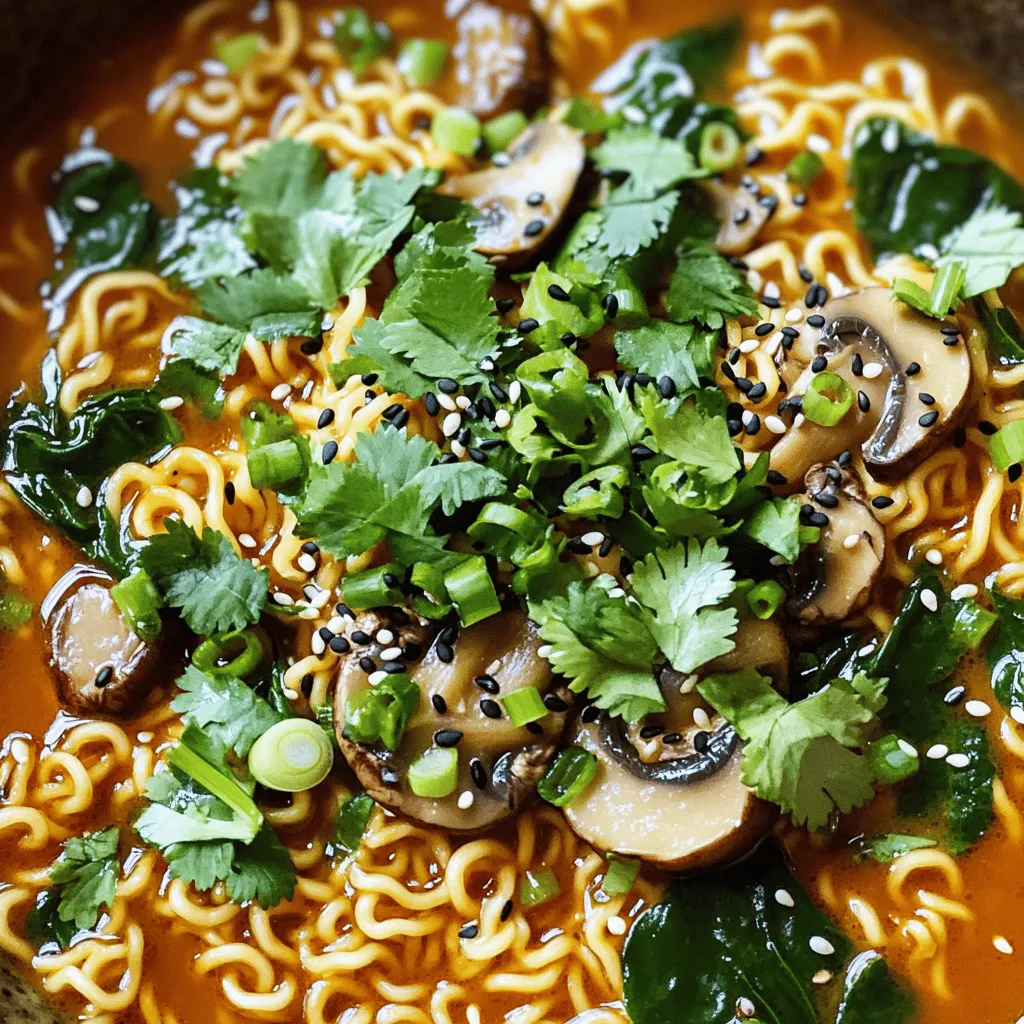 Asiatische Pilz Ramen Nudeln für ein köstliches Gericht