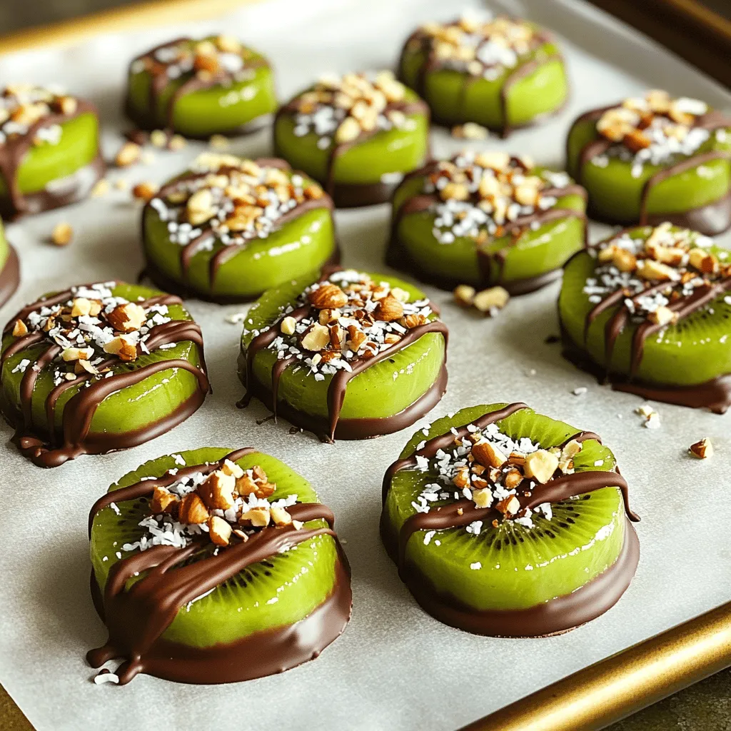 Schokoladenüberzogene Kiwi-Pops köstlich und erfrischend