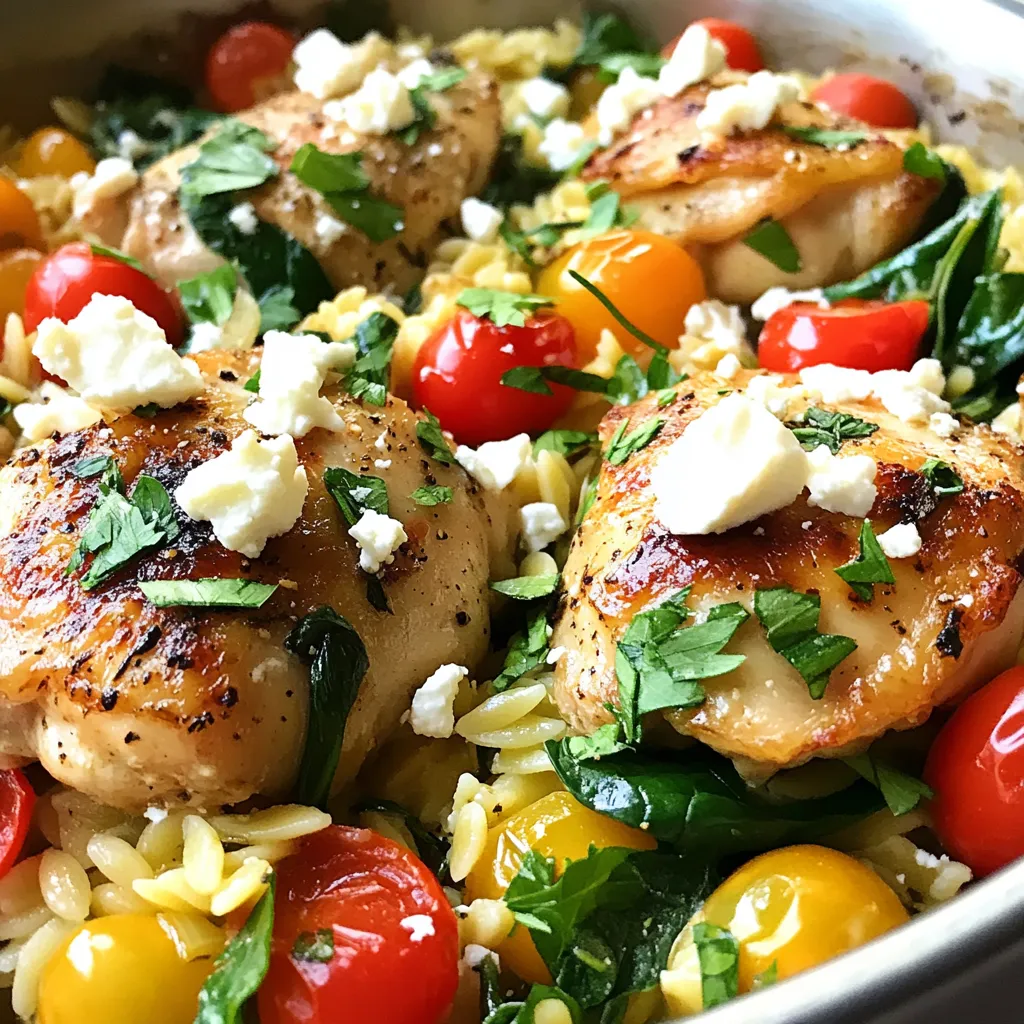 Einfaches One-Pot Greek Orzo mit Hähnchen Rezept