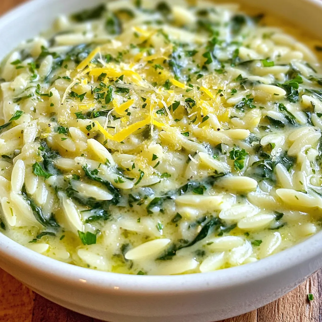 Cremiger Knoblauch-Spinat-Orzo Einfaches Rezept