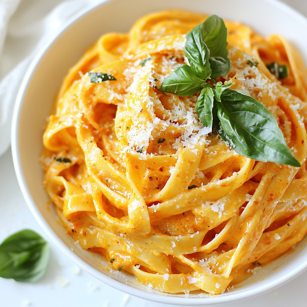 Cremige geröstete Paprika Pasta Schnelle und köstliche Küche