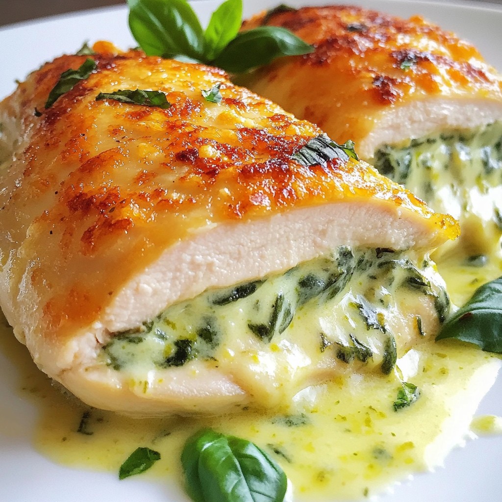 Cremig gefüllte Hähnchenbrust einfache Genussreise