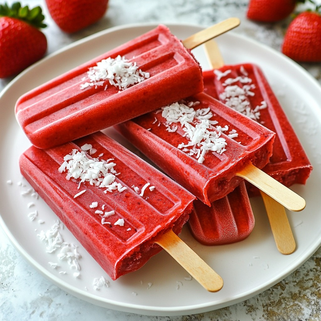 Erdbeer-Kokos Popsicles erfrischender Eisgenuss
